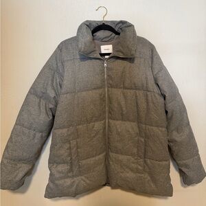Old Navy Gray Fleece Lined Puffer Jacket